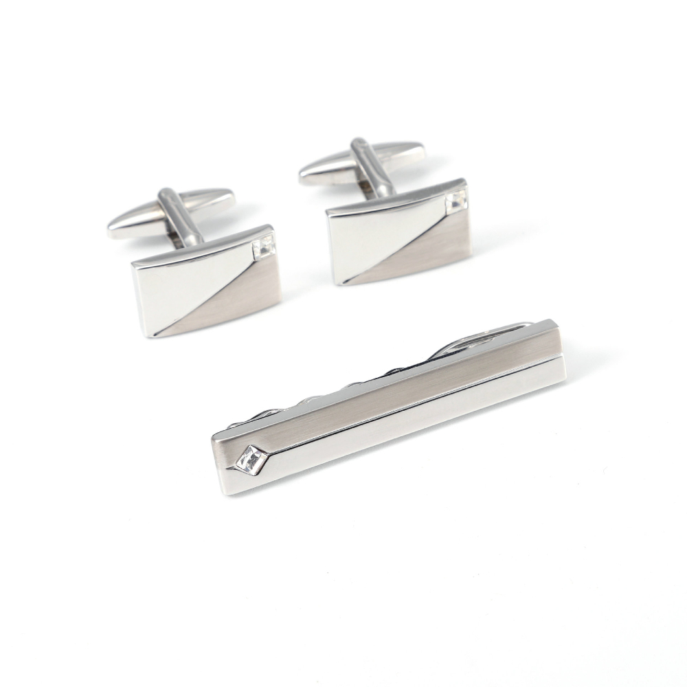 Cufflinks Silver Set - Set di Gemelli e Fermacravatta da