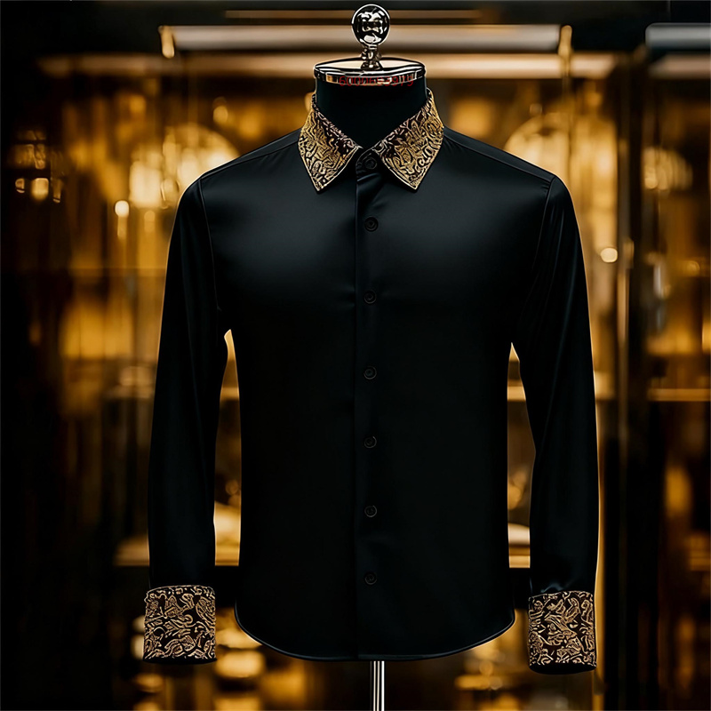 Men Formal Party Wear Shirt - Camicia floreale squisita in stile etnico