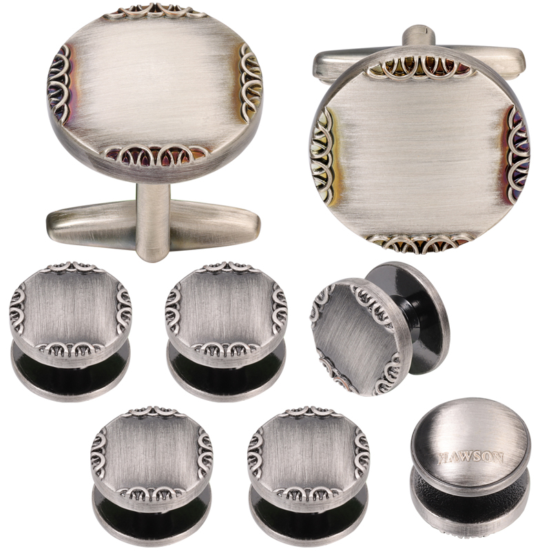 Cufflinks Silver Set - Nuovi gemelli e borchie Color argento