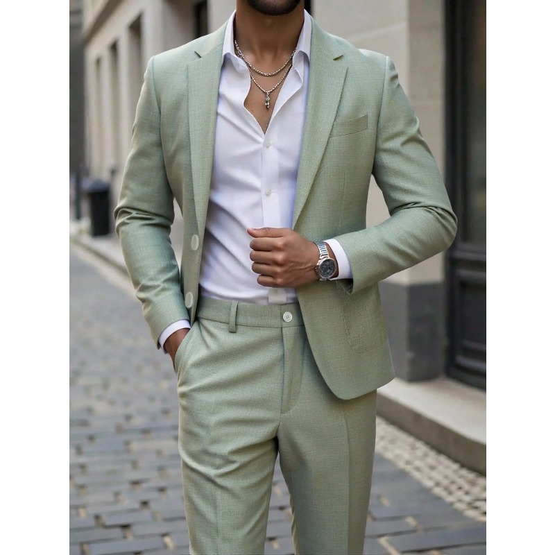 Large Men Formal Wear - Completo da Uomo in Tinta Unita,