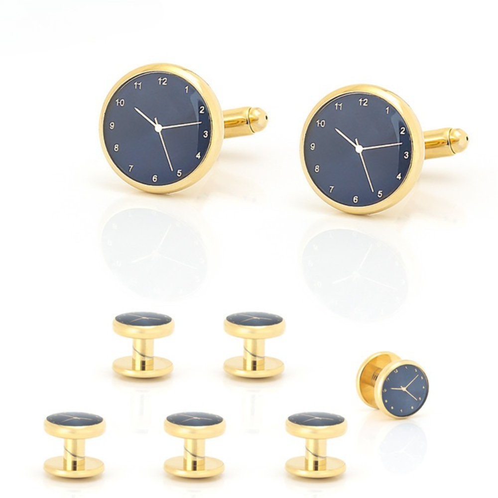 Cufflinks Silver Set - Set di 6 Accessori Eleganti Time