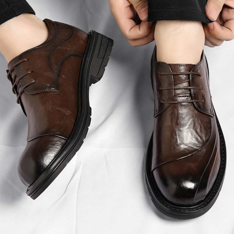 Men'S Formal Party Wear Shoes - Scarpe stringate in vera pelle marrone