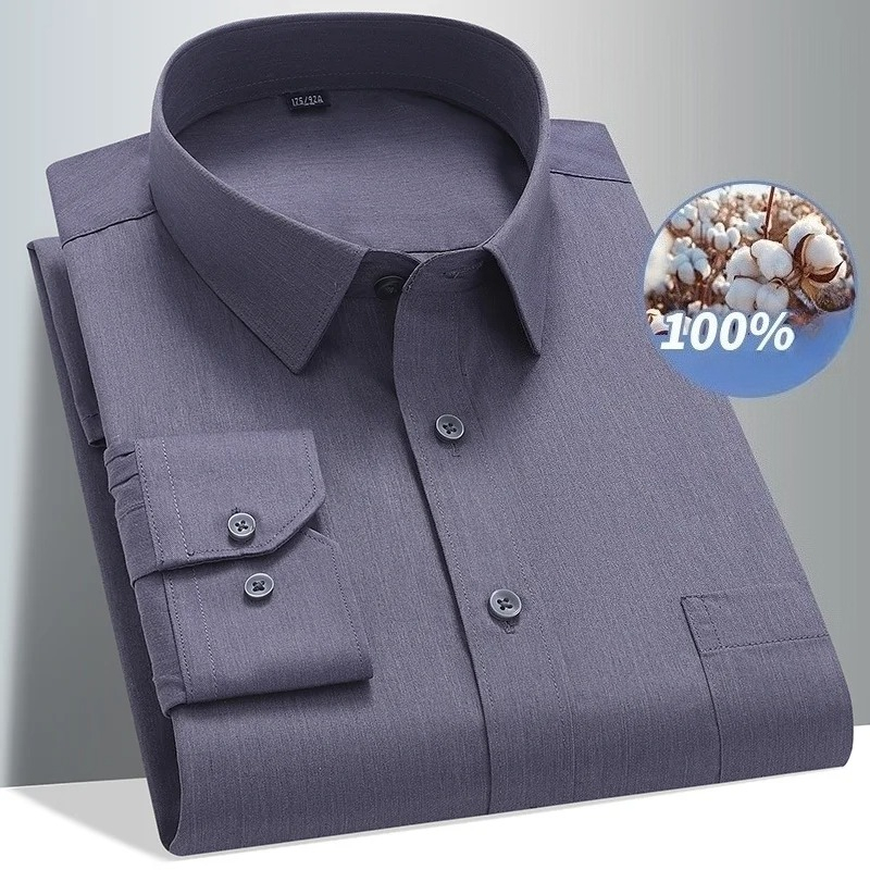 Men Formal Office Wear Shirts - Camicia a maniche lunghe da uomo