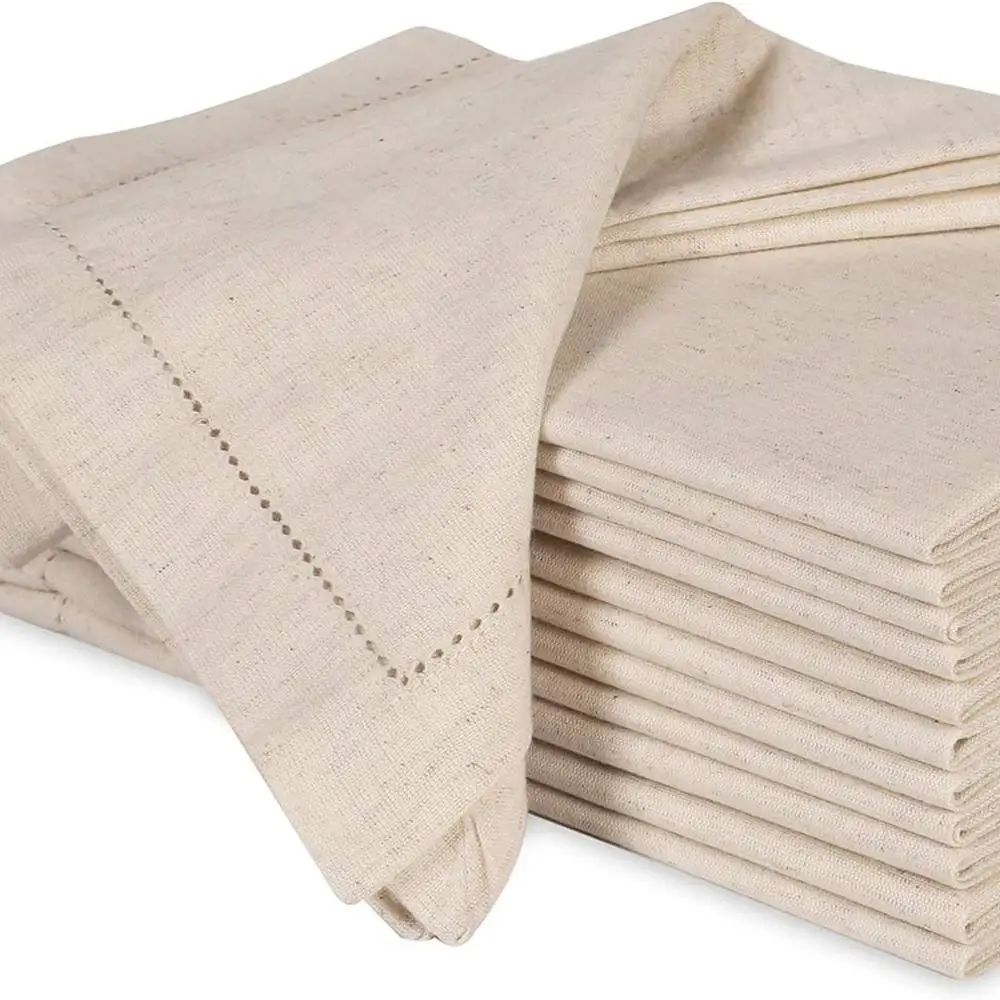 Monogrammed Handkerchief - 6 tovaglioli in lino bianchi, tovaglioli