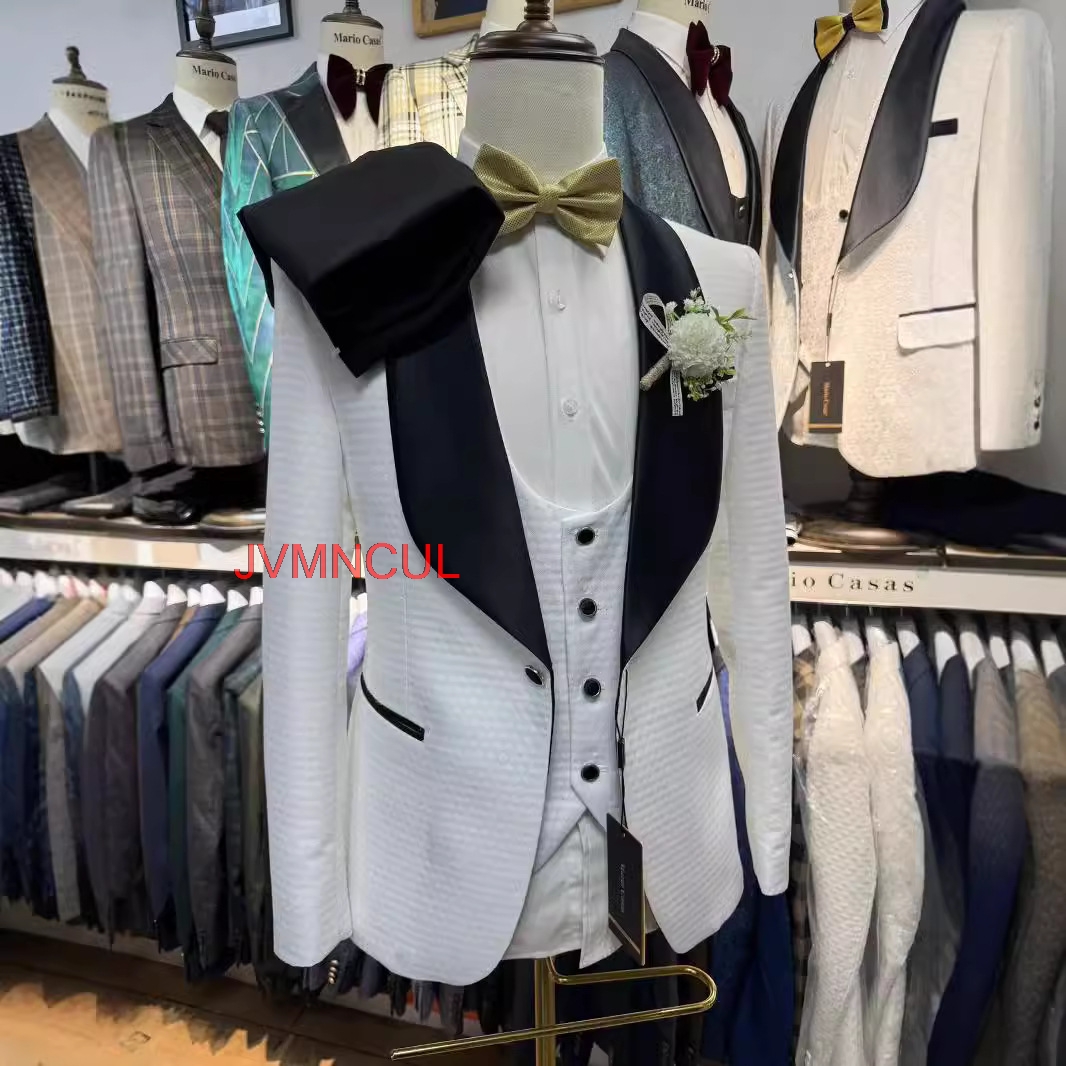 Men'S Formal Wear For Reception - Completo da Uomo Bianco Jacquard 3