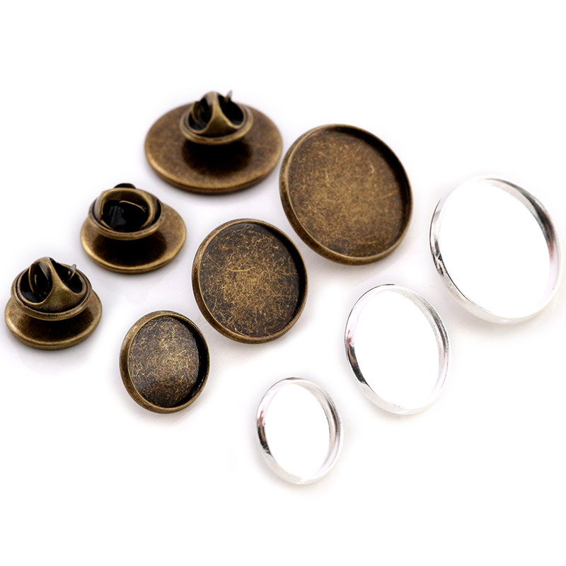 Cufflinks Silver Set - 10pcs 12-20mm Formato Interno Argento Placcato