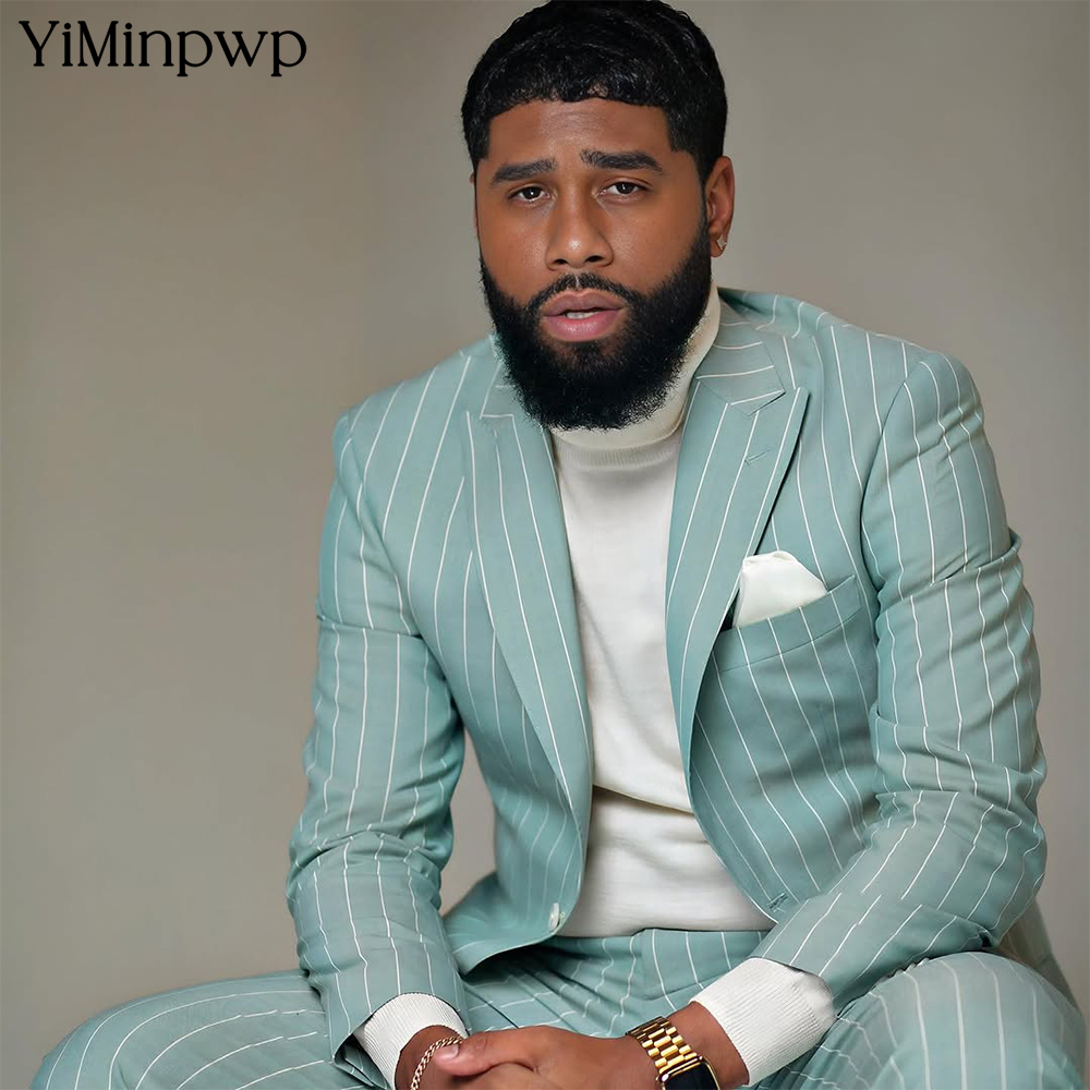 Men Formal Wear Wedding Guest - YiMinpwp Abito da uomo a righe