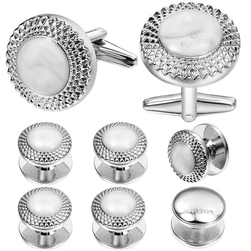 Cufflinks Silver Set - HAWSON Set di gemelli e bottoni