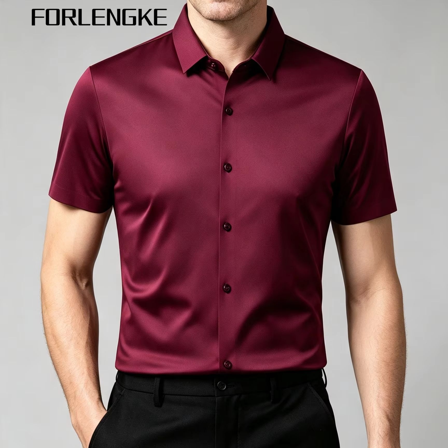 Men Formal Office Wear Shirts - Camicia da uomo FORLENGKE a maniche