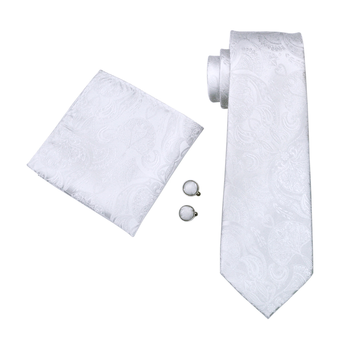 FA-393 Cravatta da uomo Bianca - Cufflinks Silver Set recensione e prezzo