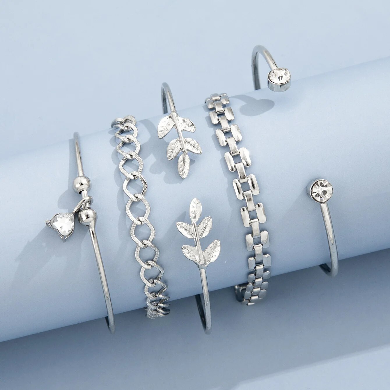 Set di braccialetti con foglie - Cufflinks Silver Set recensione e prezzo