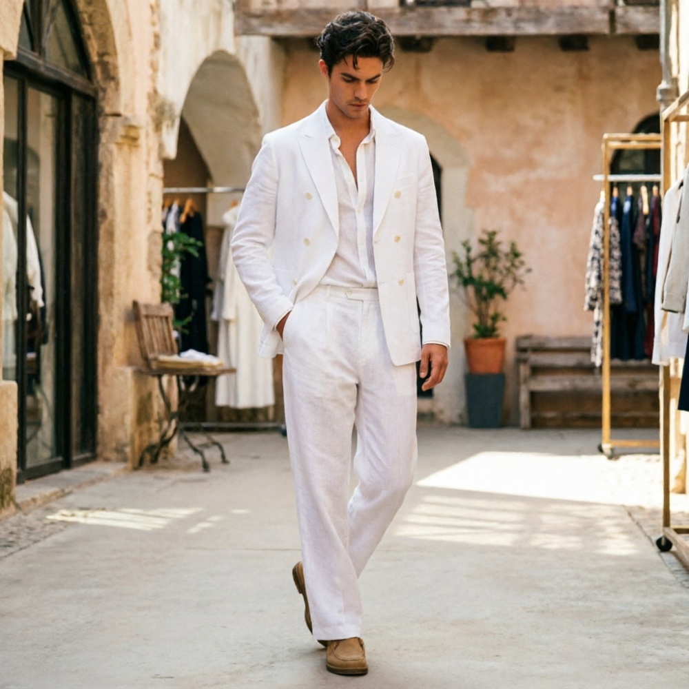 Completo da Uomo in Lino Verde - Men Formal Wear Wedding Guest recensione e prezzo