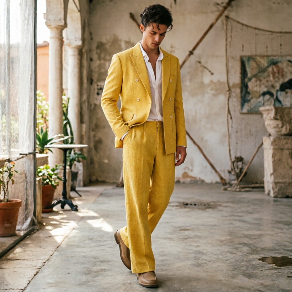 Completo da Uomo in Lino Verde - Men Formal Wear Wedding Guest recensione e prezzo